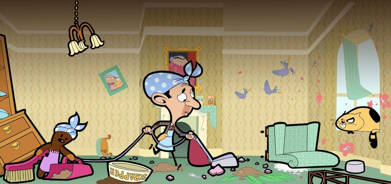 v.li.: Mr. Bean, Scrapper – Bild: Mr Bean TM and © Tiger Aspect Productions Ltd 2002 /​ © Tiger Aspect Productions Ltd 2020