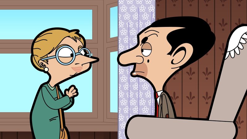 Ob Irma ihren Freund Mr. Bean überzeugen kann, einen Ausflug ins Blaue zu unternehmen? – Bild: Boomerang (DE) /​ Tiger Aspect Productions Ltd