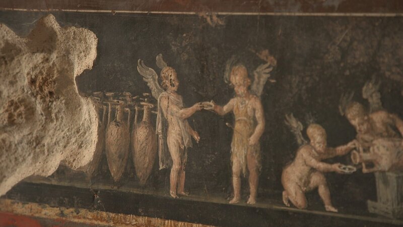 Ein wunderschönes Fresko wurde in der Stadt Pompeji in Italien gefunden. – Bild: Windfall Films