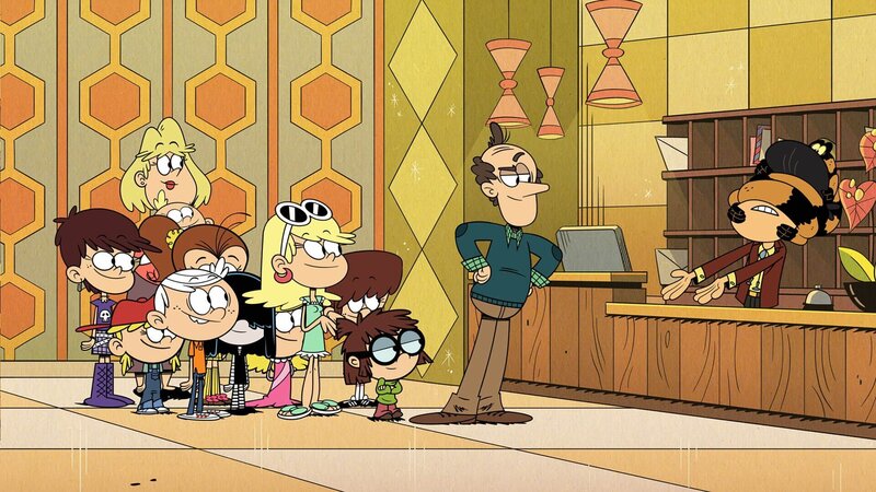 v.li.: Luna, Lana, Rita, Lily, Lincoln, Luan, Lucy, Lola, Leni, Lynn, Lisa, Lynn Sr., Vic – Bild: Paramount