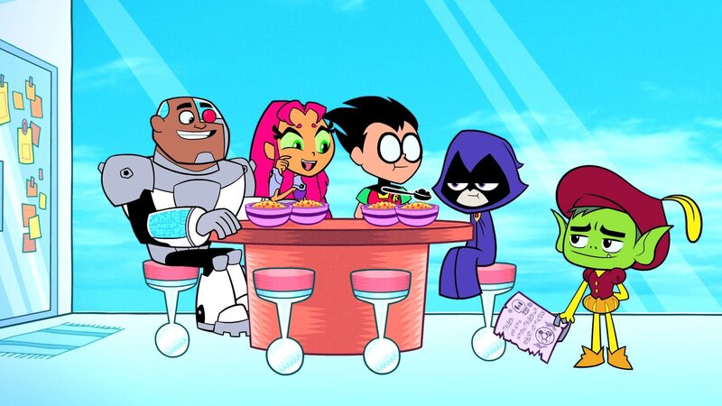 v.li.: Cyborg, Starfire, Robin, Raven, Beast Boy – Bild: Cartoon Network