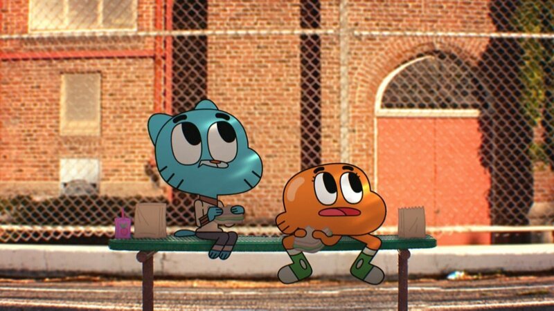 Gumball (li.) und Darwin (re.) verbringen ihre Pause im Schatten von Hector, dem Koloss. – Bild: port.hu