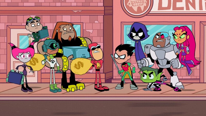 v.li.: Jinx, Gizmo, See-More, Mammoth, Billy Numerous, Robin, Raven, Beast Boy, Cyborg, Starfire – Bild: TM and © 2020 The Cartoon Network, Inc. A WarnerMedia Company. All Rights Reserved.