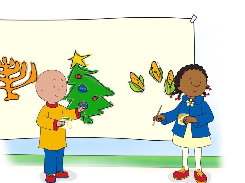 Caillou vertreibt sich das Warten aufs Christkind mit malen. – Bild: SUPER RTL