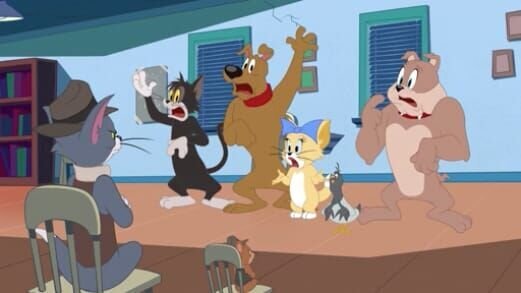 Vorne, v.li.: Tom, Jerry. Hinter, v.li.: Butch Cat, Red Herring, Toodles, Crooked Eddie, Spike. – Bild: 2017 Warner Brothers