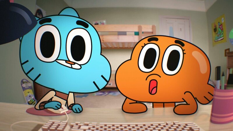 Gumball (li.) und Darwin (re.) recherchieren im Netz für ihr Mittelalterprojekt. – Bild: port.hu