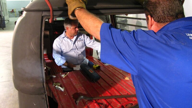 Car dealer Mike Wetzel and John survey the canvas for Living Color’s next work of art. – Bild: The National Geographic Channel.