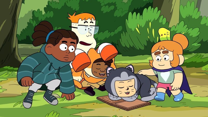 Omar (l.), J.P (2.v.l.), Kelsey (r.), Mortimor (oben, r.) – Bild: Cartoon Network