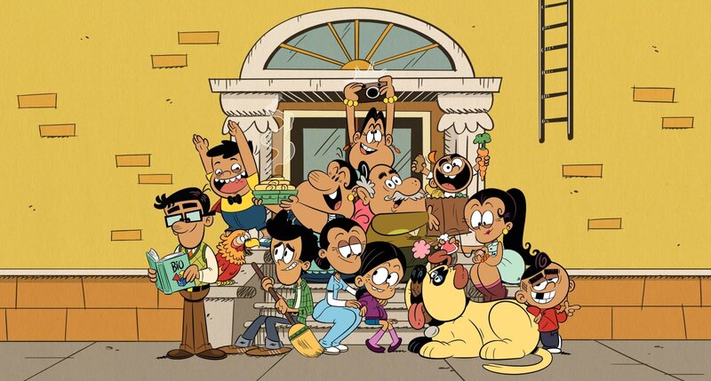 L-R: Carlos Casagrande, CJ Casagrande, Sergio, Bobby Santiago, Rosa Casagrande, Maria Santiago, Frida Puga Casagrande, Ronnie Anne Santiago, Hector Casagrande, Lalo, Carlitos Casagrande,  Carlota Casagrande, Carlino Casagrande – Bild: Nickelodeon