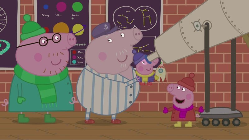 v.li.: Daddy Pig, Grandpa Pig, George Pig, Peppa Pig – Bild: Paramount