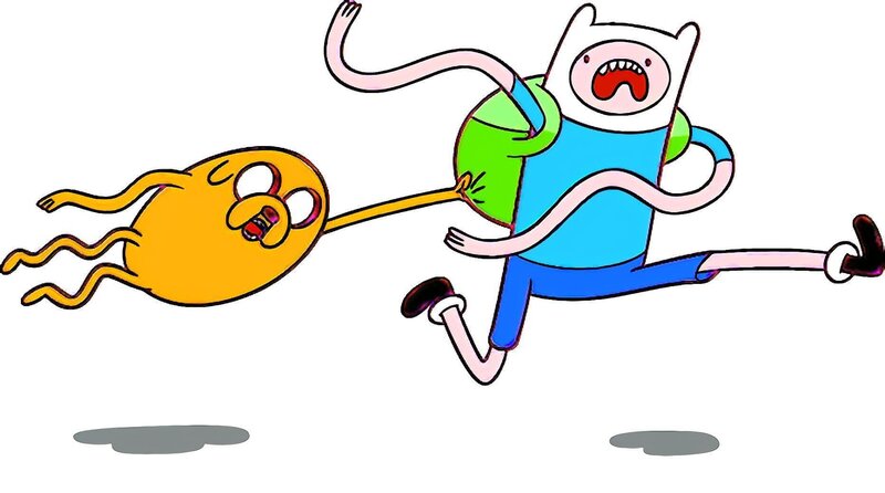 L-R: Jake (John DiMaggio), Finn (Jeremy Shada) – Bild: Turner /​ TM