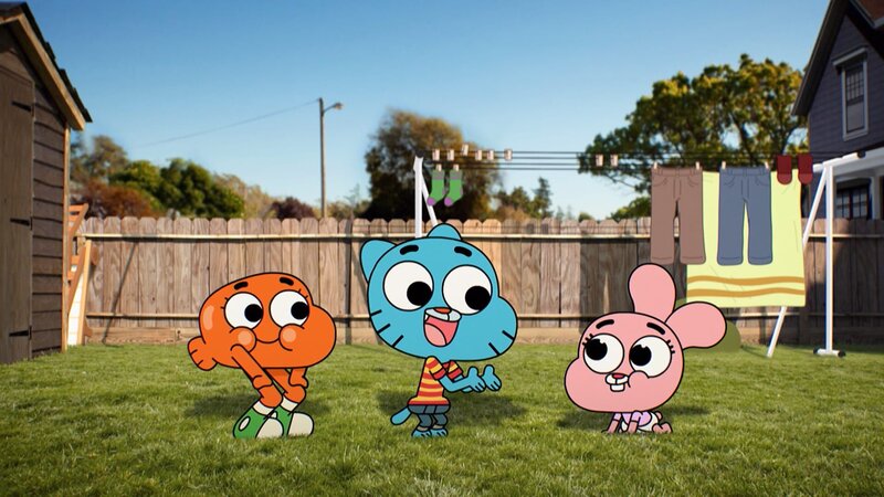 l-r: Darwin Watterson, Gumball Watterson, Anais Watterson – Bild: TM & (C) CARTOON NETWORK. A TIME WARNER COMPANY. ALL RIGHTS RESERVED.