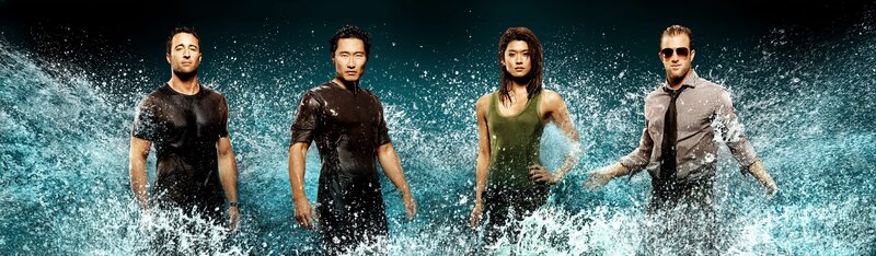 (1. Staffel) – Im Kampf gegen das organisierten Verbrechen im Paradies: Steve McGarrett (Alex O’Loughlin, l.), Danny Williams (Scott Caan, r.), Chin Ho Kelly (Daniel Dae Kim, 2.v.l.) und Kono Kalakaua (Grace Park, 2.v.r.) … – Bild: Kabel Eins