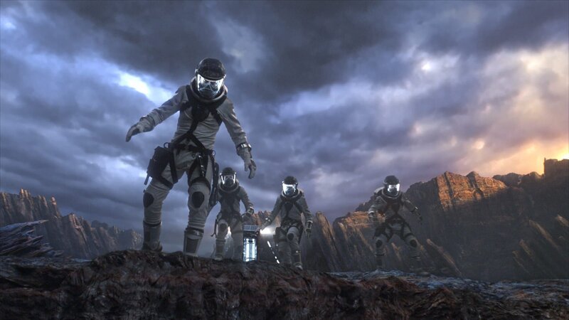 Obwohl das Militär ihnen eigentlich die Nutzung des selber erbauten Quantum Gates verboten hat, machen sich (v.l.n.r.) Ben (Jamie Bell, l.), Johnny (Michael B. Jordan), Victor (Toby Kebbell) und Reed (Miles Teller) auf den Weg zu dem fremden Planeten Zero, doch bei dem Versuch dort eine Bodenprobe zu entnehmen, kommt es zu einem folgenschweren Ereignis … – Bild: Dieses Bild darf ausschließlich nach Maßgabe der Allgemeinen Geschäftsbedingungen für die Presselounges der Sender der ProSiebenSat.1 Media SE (AGB) genutzt werden. Die in den AGB festgesetzten Rechteeinschränkungen sind unbedingt … Obwohl das Militär ihnen eigentlich die Nutzung des selber erbauten Quantum Gates verboten hat, machen sich (v.l.n.r.) Ben (Jamie Bell, l.), Johnny (Michael B. Jordan), Victor (Toby Kebbell) und Reed (Miles Teller) auf den Weg zu dem fremden Planeten Zero, doch bei dem Versuch dort eine Bodenprobe zu entnehmen, kommt es zu einem folgenschweren Ereignis … – Bild: Dieses Bild darf ausschließlich nach Maßgabe der Allgemeinen Geschäftsbedingungen für die Presselounges der Sender der ProSiebenSat.1 Media SE (AGB) genutzt werden. Die in den AGB festgesetzten Rechteeinschränkungen sind unbedingt …
