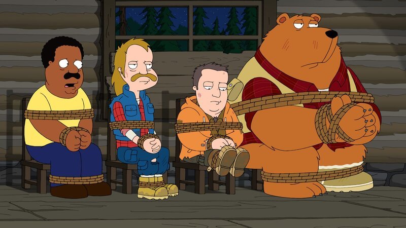 (v.l.n.r.) Cleveland Brown; Lester Krinklesac; Holt Richter; Tim der Bär – Bild: Paramount /​ FOX /​ 2011 FOX BROADCASTING /​ THE CLEVELAND SHOW ™ and © 2011 TCFFC ALL RIGHTS RESERVED.