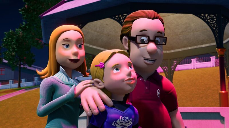 Lizzie, Hannah und Joe bestaunen das große Pontypandy-Feuerwerk. – Bild: KiKA/​Prism Art & Design Limited