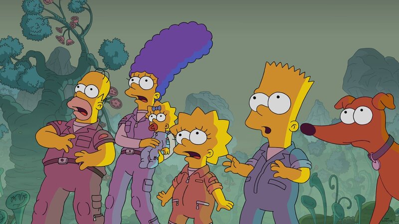 „Die Simpsons“, „Das perfekte Dinner.“ Es ist Thanksgiving, doch von Feierstimmung kann keine Rede sein. Als Truthähne drohen die Simpsons zur Zeit der Pilgerväter selbst im Kochtopf zu landen. In der Gegenwart entpuppt sich ein virtuelles Double von Marge als bessere Gastgeberin. Aber auch nach der Zerstörung der Erde nimmt der Thanksgiving-Schrecken kein Ende. Als Bart und Milhouse auf dem rettenden Raumschiff eine Dose Preiselbeersauce zum Leben erwecken, verwandelt sich diese plötzlich in ein gefräßiges Monster! – Bild: Twentieth Century Fox Film Corporation