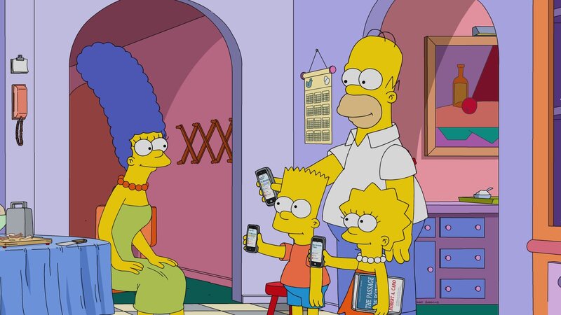 THE SIMPSONS: Marge implements a screen time limit for the whole family, all of whom easily adjust to the new lifestyle. However, Marge realizes that she is the one addicted Ð nicht ihr Mann und Kinder Ð in der ÒScreenlessÓ episode of THE SIMPSONS. – Bild: Twentieth Century Fox Film Corporation Lizenzbild frei