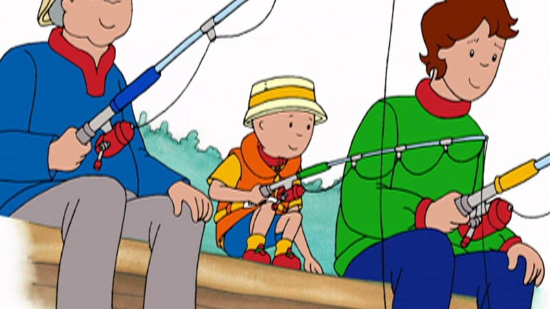 Ist das langweilig. Caillou ist mit Papi und Opi angeln gegangen. Aber kein Fisch will anbeißen. – Bild: SUPER RTL Das SUPER RTL-Bildmaterial darf nur zur redaktionellen Berichterstattung im Zusammenhang mit der jeweiligen Sendung unter Angabe der Credits und Beachtung der unter http:/​/​kommunikation.superrtl.de genannten Nutzungsbeschränkungen verwendet wer