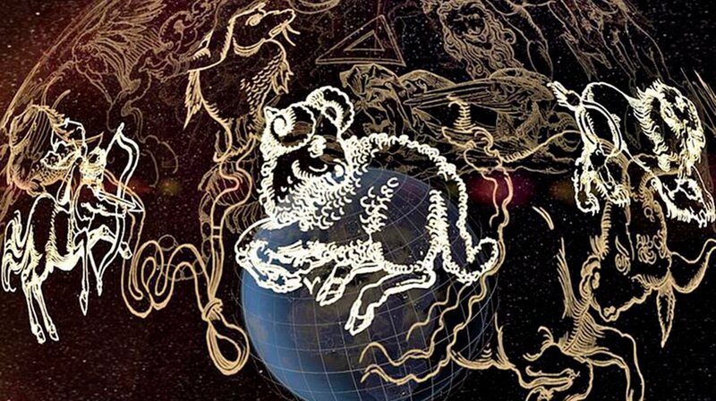 Aristoteles ordnete den Tierkreiszeichen die vier Elemente zu. Fortan galten zum Beispiel die Feuerzeichen – Schütze, Widder und Löwe – als temperamentvoll. – Bild: phoenix/​ZDF