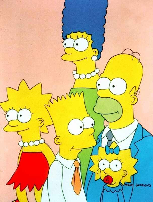 (1. Staffel) – Marge (M.) und Homer (r.) haben nicht immer nur Freude an ihren chaotischen Kindern Lisa (l.), Bart (2.v.l.) und Maggie (2.v.r.). – Bild: und TM Twentieth Century Fox Film Corporation – Alle Rechte vorbehalten Lizenzbild frei