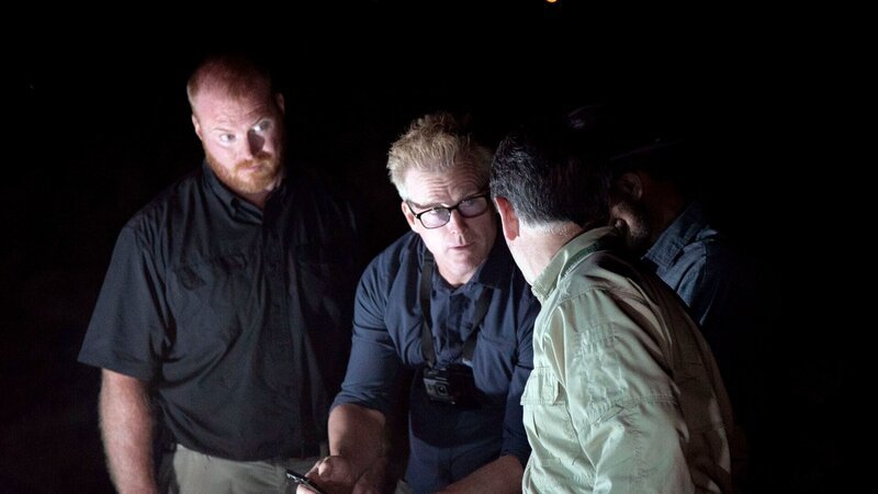 L-R: Kaleb Bench, Travis Taylor und Erik Bard Hinten: Thomas Winterton – Bild: THE HISTORY CHANNEL /​ Prometheus Entertainment /​ mikericcitelli