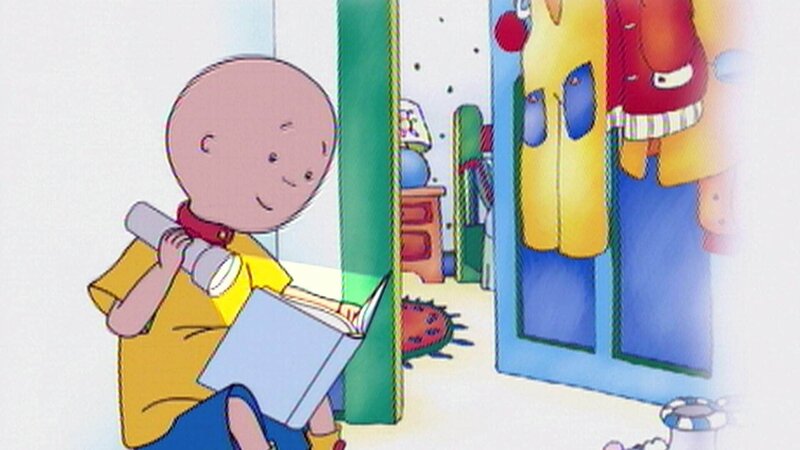 Caillou liest ein spannendes Piratenbuch. Doch ständig wird er beim Lesen gestört. Da hat Caillou eine Idee. Er verkriecht sich in der Kleiderkammer. Da kann der kleine Bücherwurm ungestört lesen. – Bild: SUPER RTL