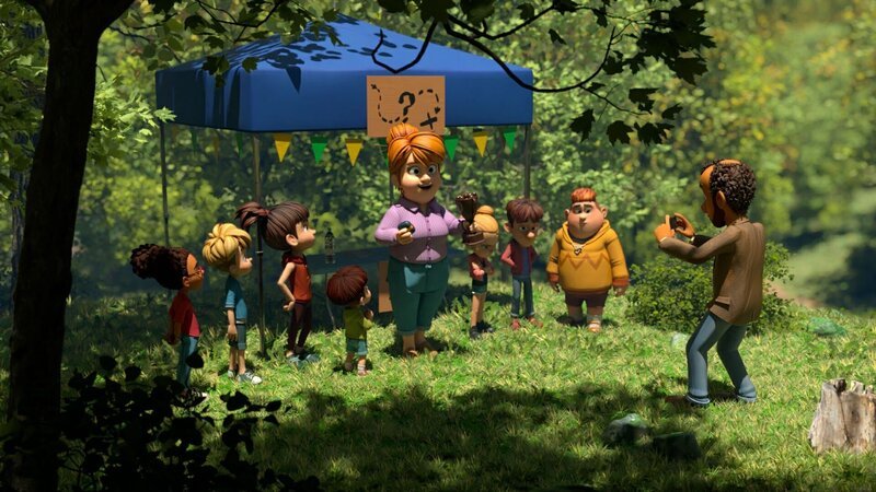 Frau Mirabelle und Herr Sharif veranstalten eine Schnitzeljagd durch den Wald. Der erste Preis ist ein Schokoladenpokal. – Bild: ZDF/​La Station Animation