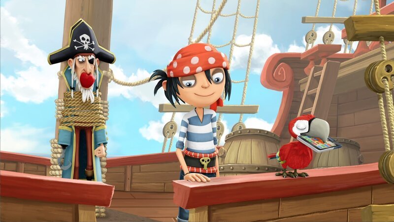 Jims und Krächzs Meinung nach muss Piraten-Opa mal den Mund halten. – Bild: WDR/​Cyber Group Studios /​ France Télvisions /​ Blue Spirit Studios /​ Sofitvcine 4
