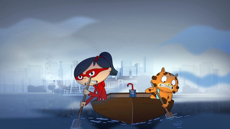 Mirette und Jean Cat auf der Suche nach dem Ungeheuer aus der Themse. – Bild: WDR/​Cyber Group Studios/​KD Productions Toons&Games/​Televisió de Catalunya