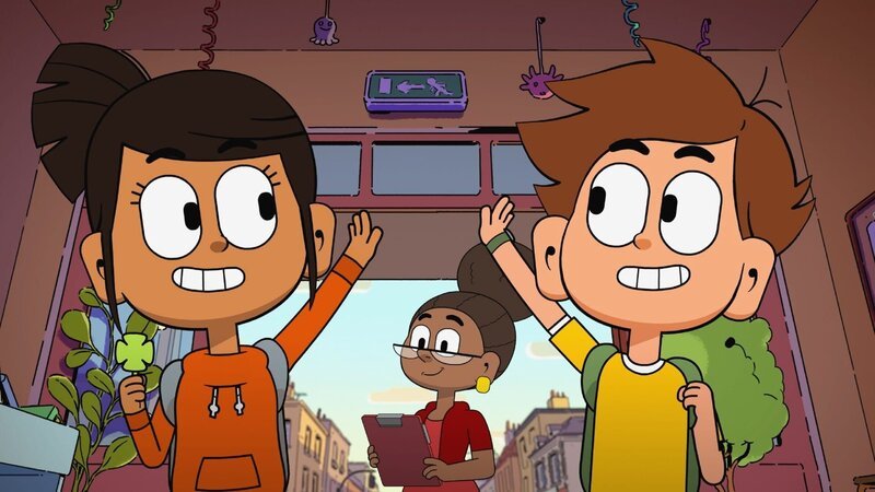 Schließlich schaffen Mats (r.) und Malika es doch noch, dem Kobold Sam zu helfen. – Bild: Super RTL