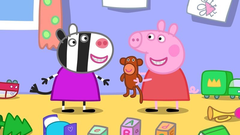 Zoe Zebra besucht Peppa. – Bild: SUPER RTL /​ Äffchen hat Husten
