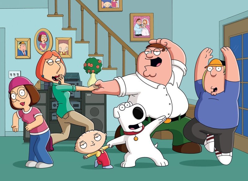 (17. Staffel) – (v,l.n.r.) Meg Griffin; Lois Griffin; Stewie Griffin; Brian Griffin; Peter Griffin; Chris Griffin – Bild: Fox and its related entities