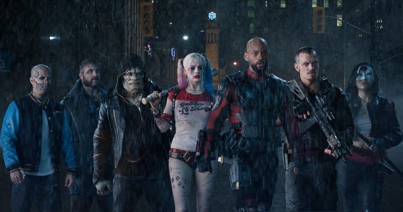 (v.l.n.r.) Diablo (Jay Hernandez); George Harkness /​ Captain Boomerang (Jai Courtney); Killer Croc (Adewale Akinnuoye-Agbaje); Harley Quinn (Margot Robbie); Deadshot (Will Smith); Rick Flag (Joel Kinnaman); Katana (Karen Fukuhara) – Bild: CH Media
