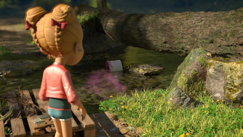 Schöne Bescherung! Ein Eimer mit rosa Farbe ist im Bach von Kleinwiesental gelandet und hat das Wasser vergiftet. – Bild: La Station Animation – /​ ZDF