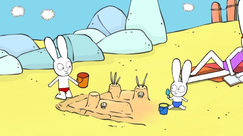 Ein Tag am Strand ist herrlich. Simon (l.) und Franz (r.) können ausgelassen Sandburgen bauen. – Bild: GO-N Productions