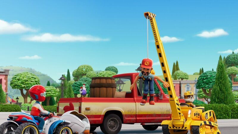 v.li.: Ryder, Chickaletta, Farmer Al, Rubble – Bild: Paramount