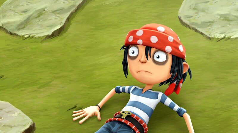 Ohne sein SChwert „Roasting Jack“ ist Jim kein richtiger Pirat mehr. – Bild: WDR/​Cyber Group Studios /​ France Télévisions /​ Blue Spirit Studios /​ Sofitvcine 4