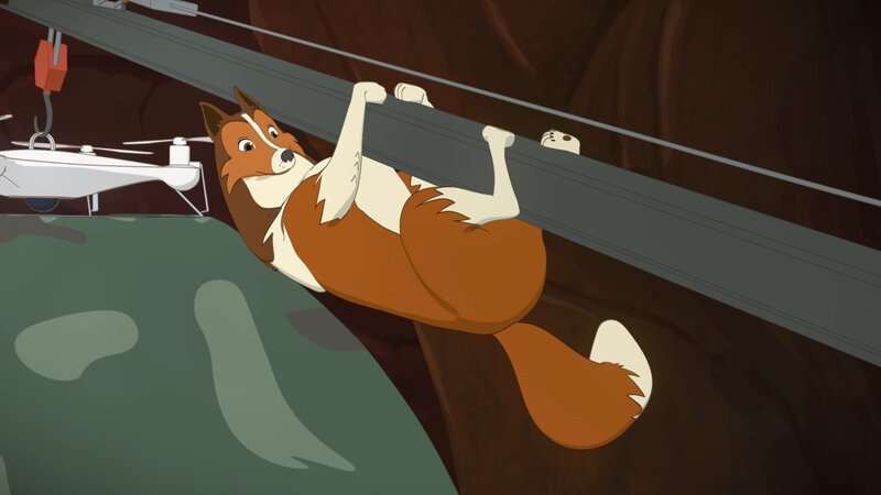 In einer waghalsigen Aktion versucht Lassie, das gefangene Wildpferd zu befreien. – Bild: ZDF und Superprod