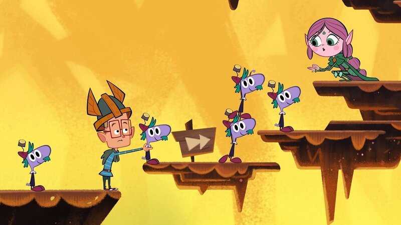 Marcus (l.) und Ephi (r.) helfen den Debbingen auf die höhere Plattform. – Bild: ZDF/​Mondo TV France