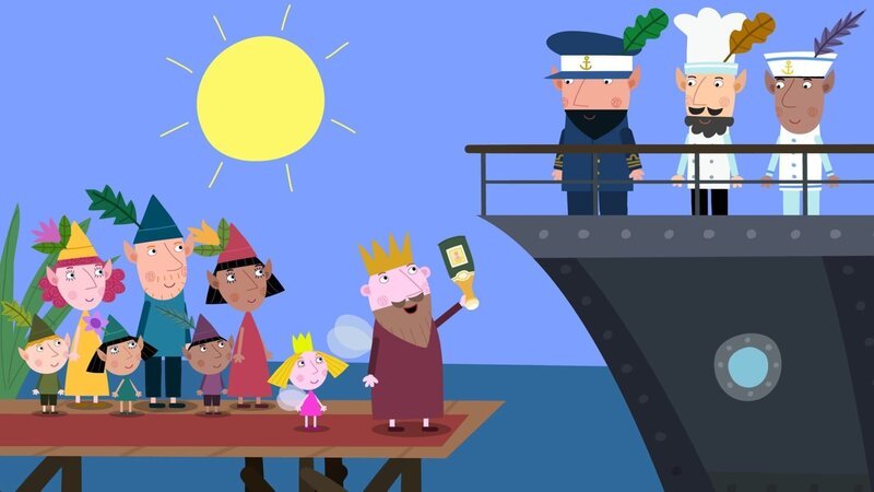 Holly ist dabei, als ihr Vater ein Schiff tauft. – Bild: ZDF/​Astley Baker Davies Ltd/​Rubber Duck Entertainment