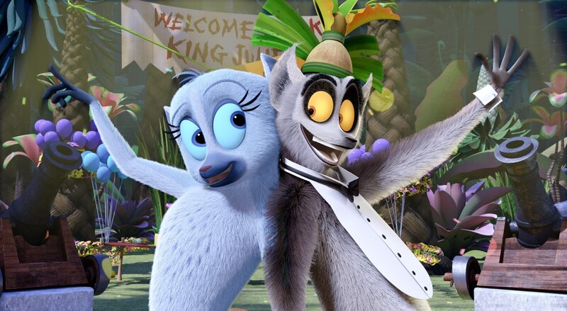 Ein Klassentreffen ist angesagt, und King Julien (re.) ist hocherfreut, seine alte Liebe Karen wiederzutreffen. – Bild: ORF/​Universal