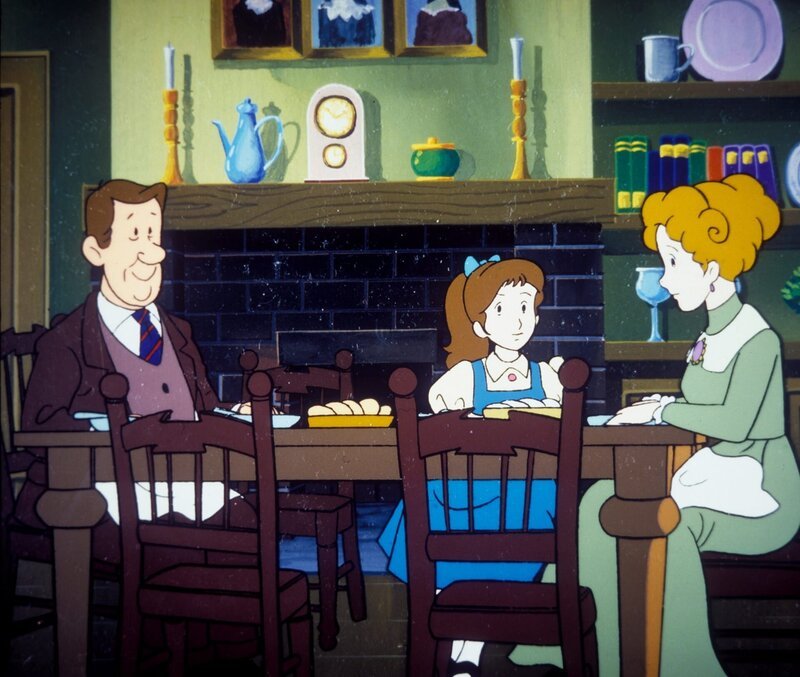 Vater, Mutter und Celia sitzen bei Tisch und warten auf Alice. Es soll Austern zum Essen geben, doch Alice mag keine Austern. Ob sie sich vor den Austern drücken will? – Bild: ORF/​Apollo Filmverleih