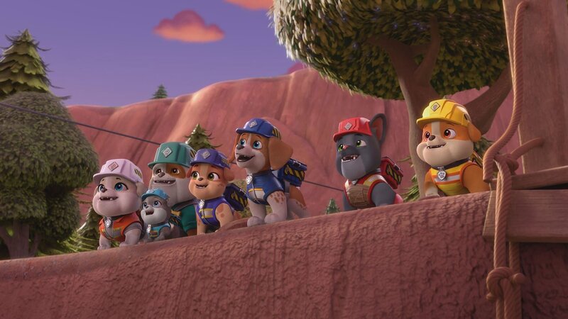 v.li.: Auntie Crane, Motor, Grandpa Gravel, Mix, Wheeler, Charger, Rubble – Bild: Paramount