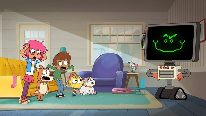 Klaus baut einen Computer, um das Gezanke der Familie beim neuen Computerspielen zu verhindern. Beim kleinsten Anzeichen eines Streites sperrt er das Spiel für eine Stunde. sperrt. Doch durch eine Fehlfunktion geht der Roboter plötzlich auf die Familie los. – Bild: SUPER RTL