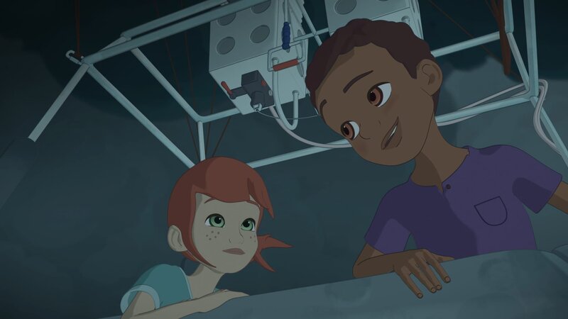 Harvey ist sehr beeindruckt, dass Zoé ihm trotz ihrer Angst vor Heißluftballons zu Hilfe gekommen ist. – Bild: Superprod, ZDF, ZDFE