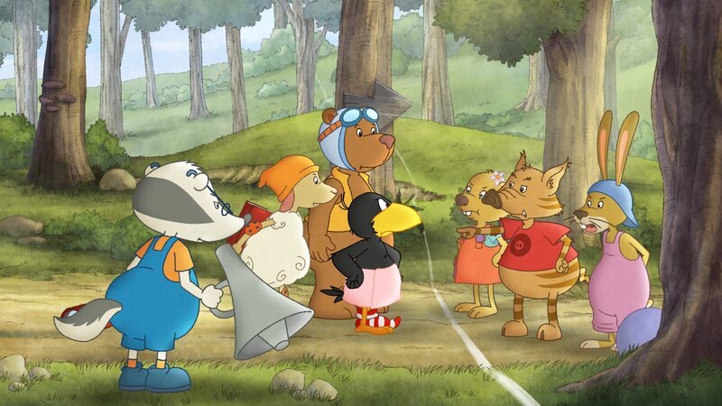Mit einem Kreidestrich haben die Kinder den Wald geteilt. – Bild: SWR/​NDR/​Akkord Film