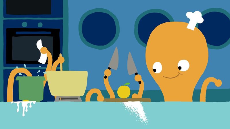 Der Krake ist fleissig bei der Arbeit. – Bild: KiKA/​SWR/​Film Bilder/​Julia Ocker