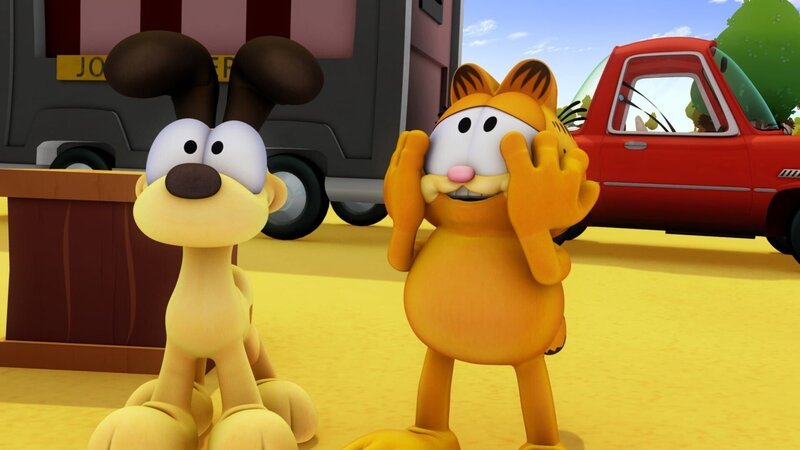 Garfield und Odie machen Urlaub in einem Geisterhaus. – Bild: KiKA