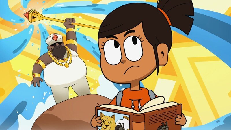 Malika hat sich in der Bibliothek ein Buch über ein Mädchen aus der afrikanischen Savanne ausgeliehen. – Bild: Super RTL